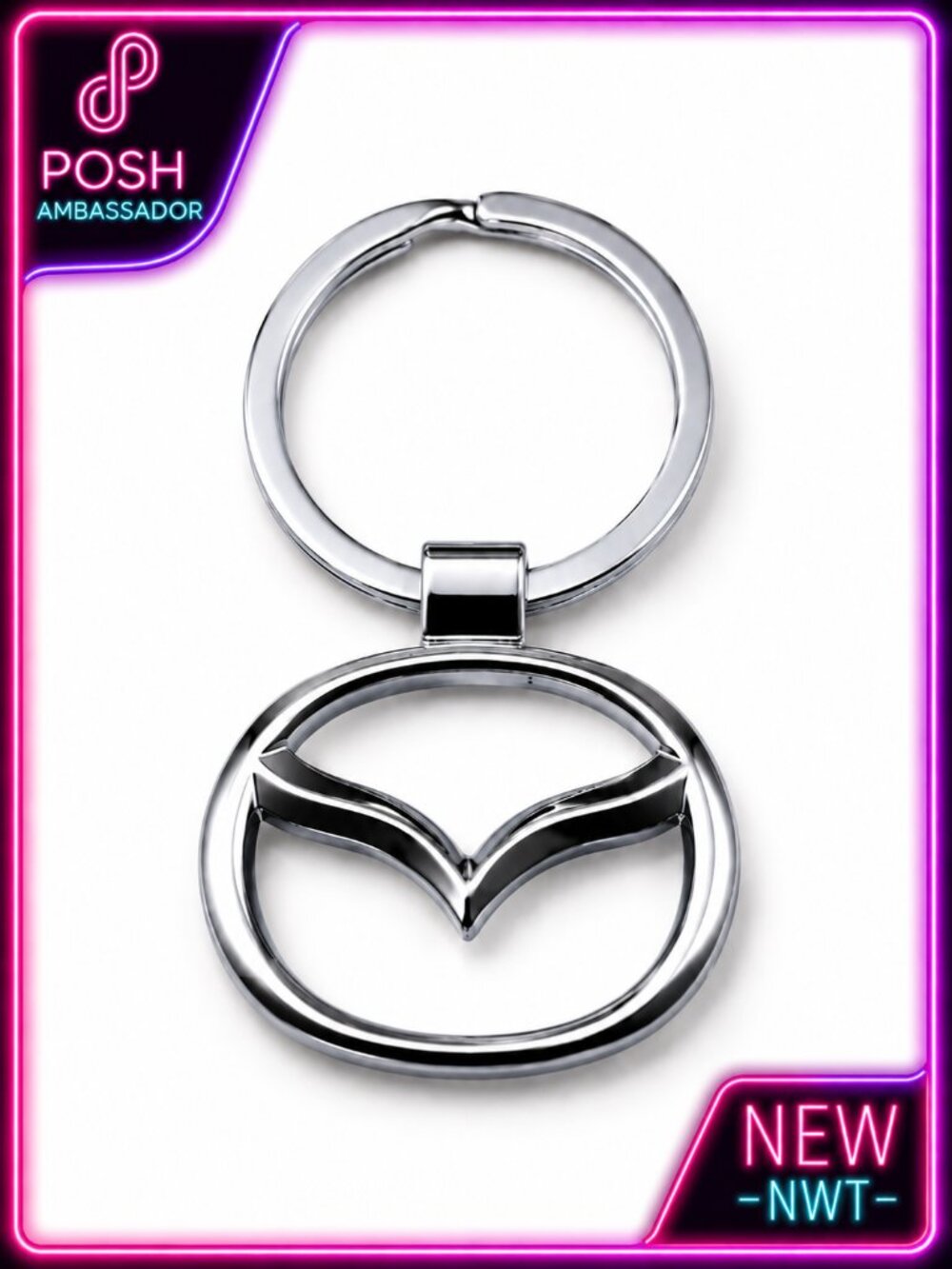 Mazda Chrome Metal Keychain 3D Logo Key Ring Car Accessory NEW